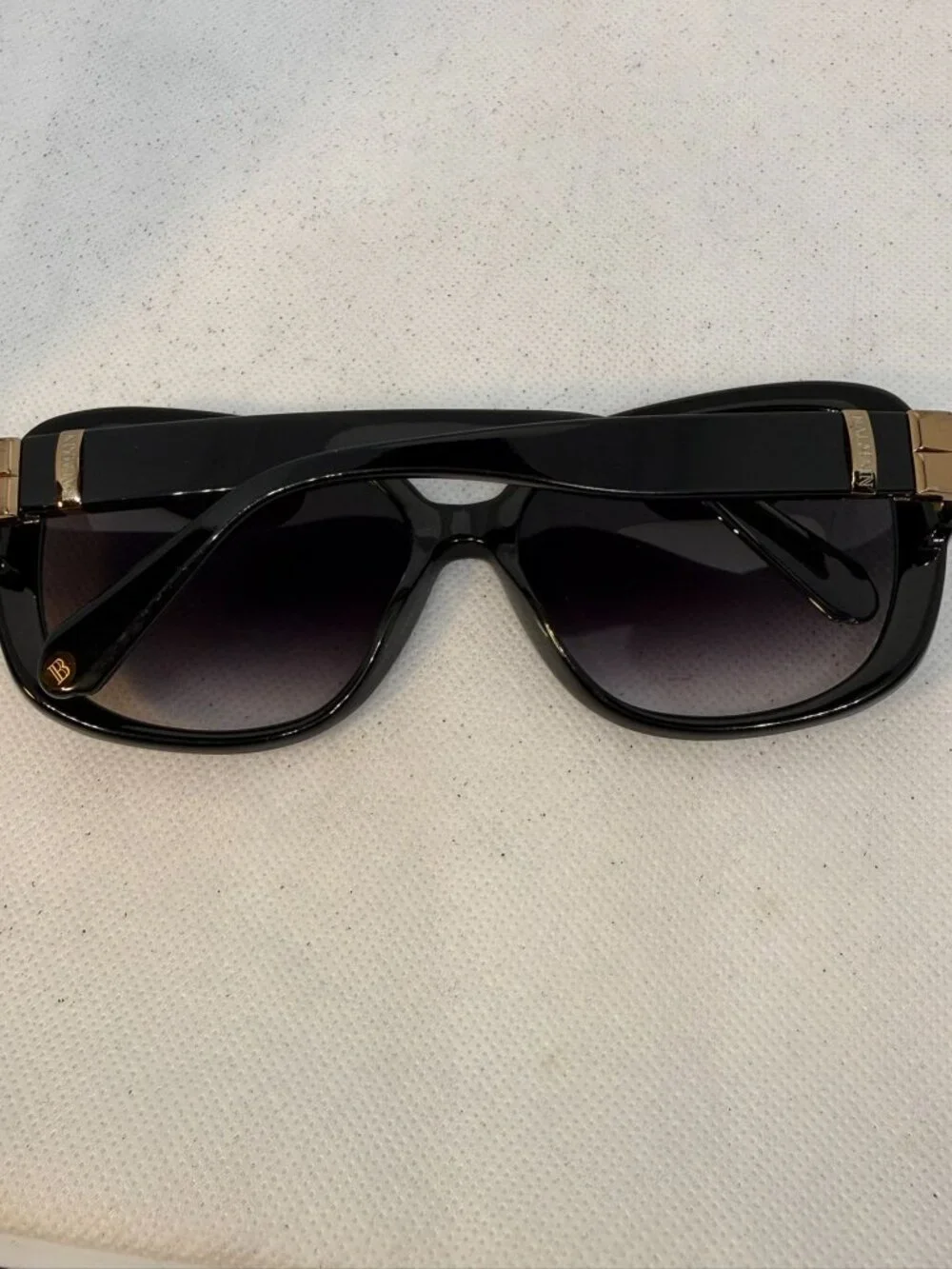 Balmain BL2044B 01 Black Acetate Square Smoke Gradient Sunglasses 57-16-135